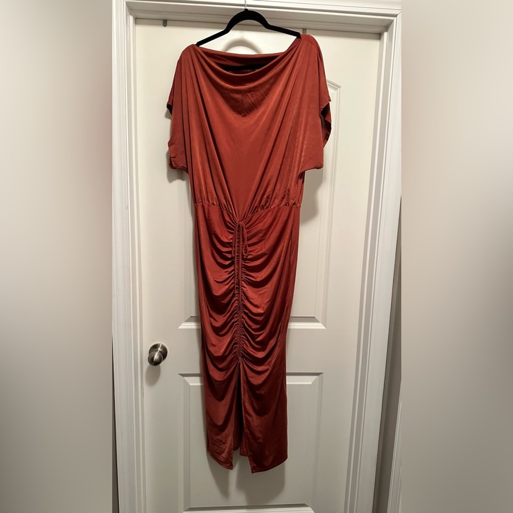Rust Off Shoulder Dress